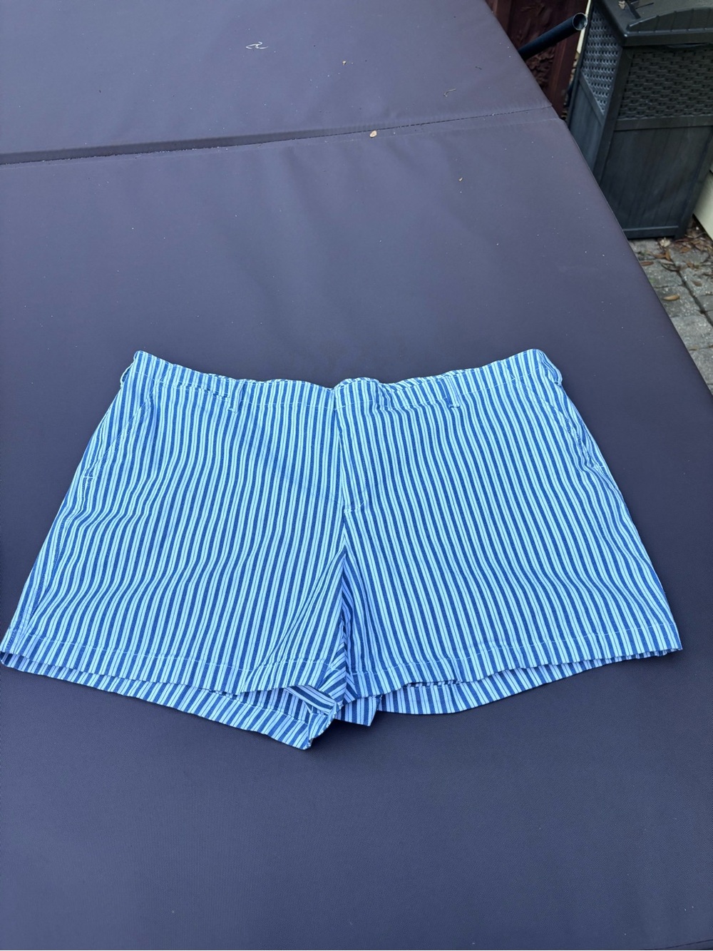 Lands' End 24w plus size Blue and White Striped High Waist Women's Shorts